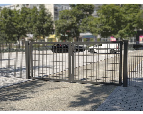 ALBERTS Flexo Plus 8/6/8 200 x 160 cm dubbele poort met metalen gaas, inclusief palen van 8 x 8 cm, antraciet