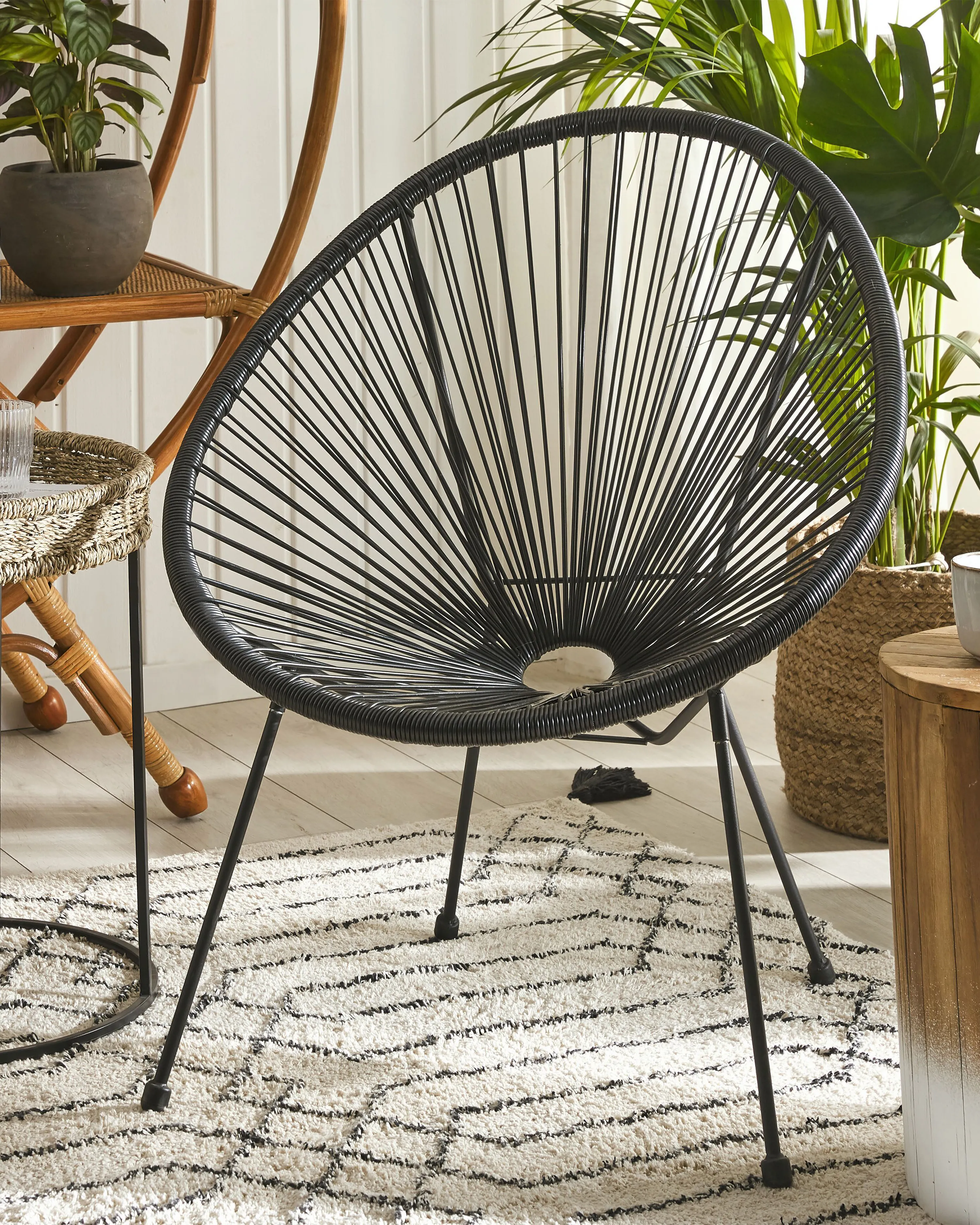 Tuinstoel ACAPULCO II PE rotan Zwart