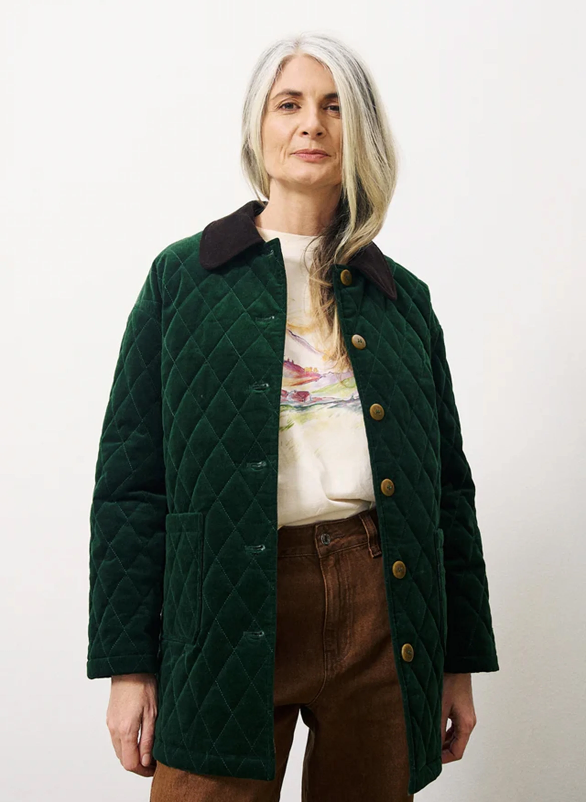 LAIA - Manteau col classique en coton mélangé | Vert
