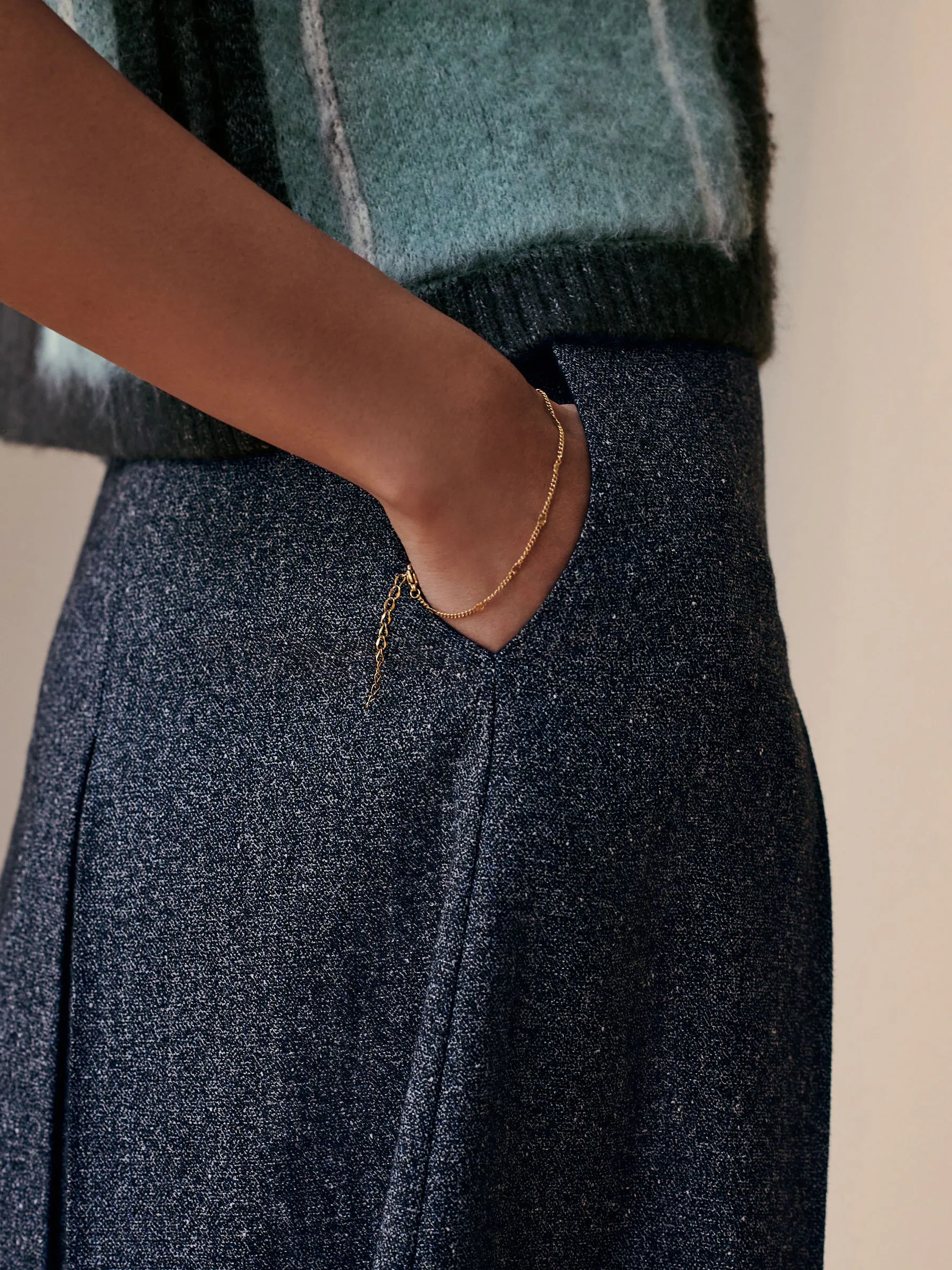 Grijs - Fleck Pleated Midi Skirt
