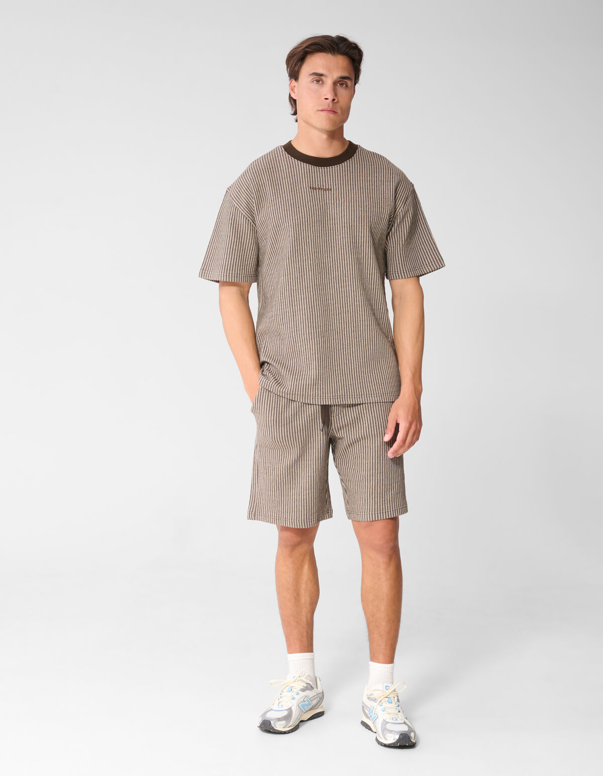 Seersucker T-shirt Bruin