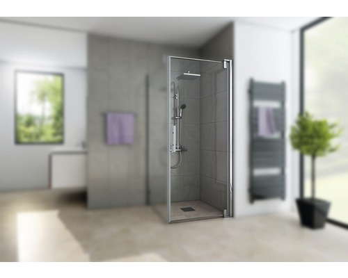 Draaideur voor zijwand Breuer Europa Design 80 cm, rechtsdraaiend, helder glas, profielkleur chroom