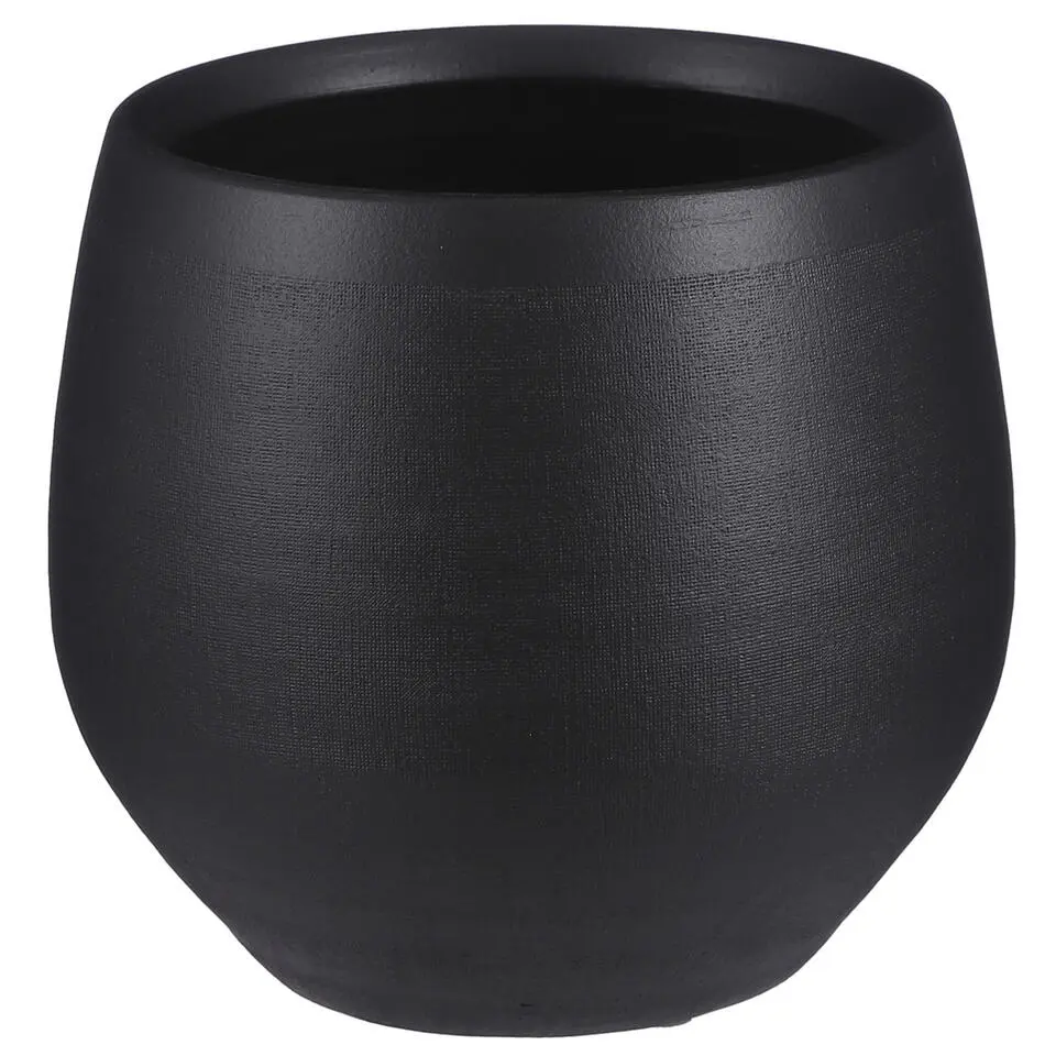 Mica Decorations Bloempot Boule - mat zwart - keramiek - 23 x 20 cm