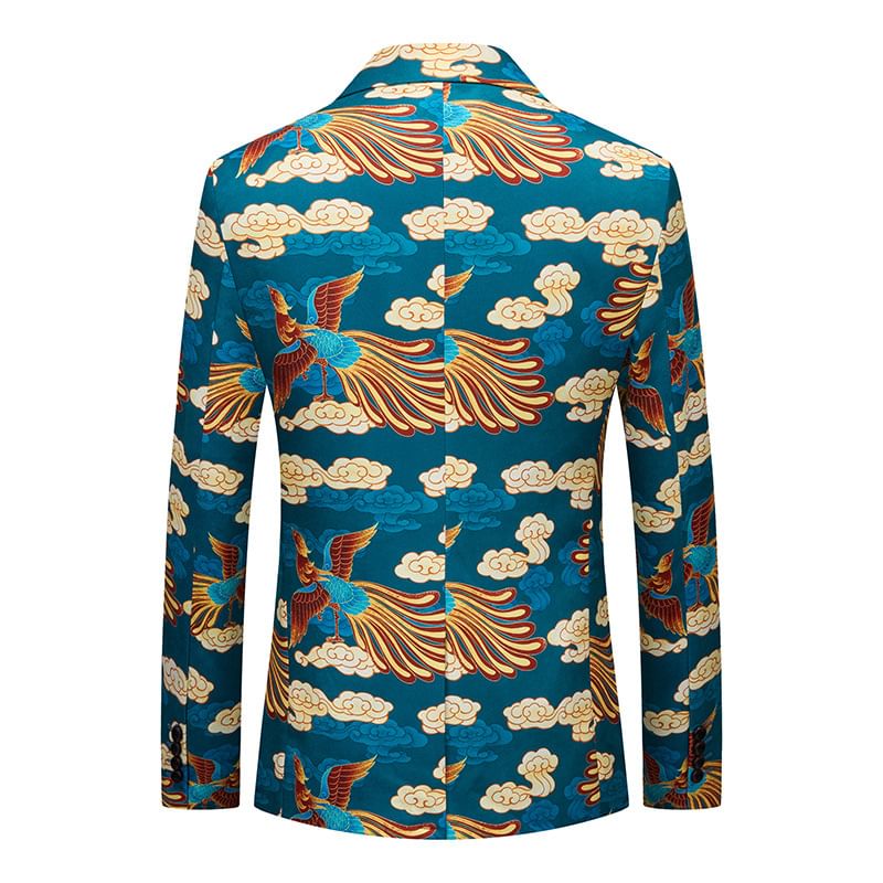 Sheck - Blazer met reverskraag en feniksprint en één knoop