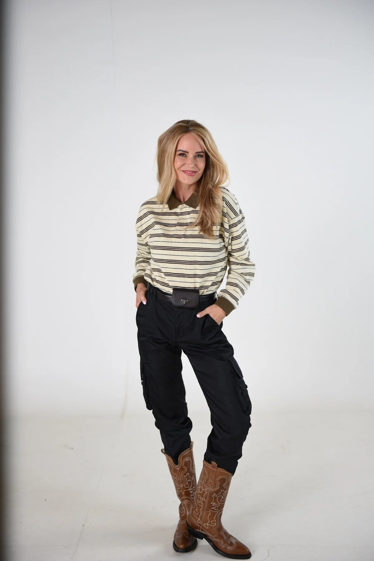 Valentin Studio Polo Stripe Blouse Ivory