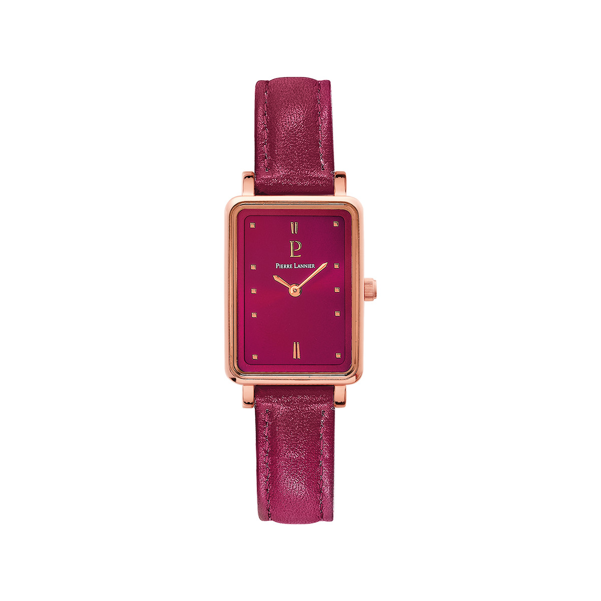 Montre PIERRE LANNIER ariane femme bracelet cuir framboise