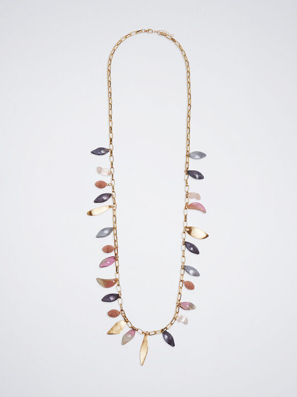 Colar multicolorido com resina - Multicolorido