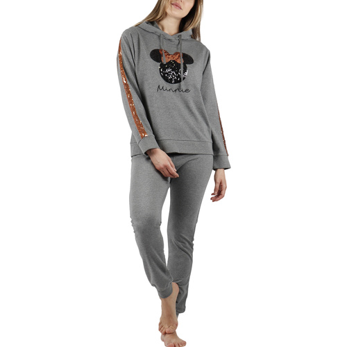 Admas - Pijama de interior pantalón top con capucha Minnie Sequins Gris