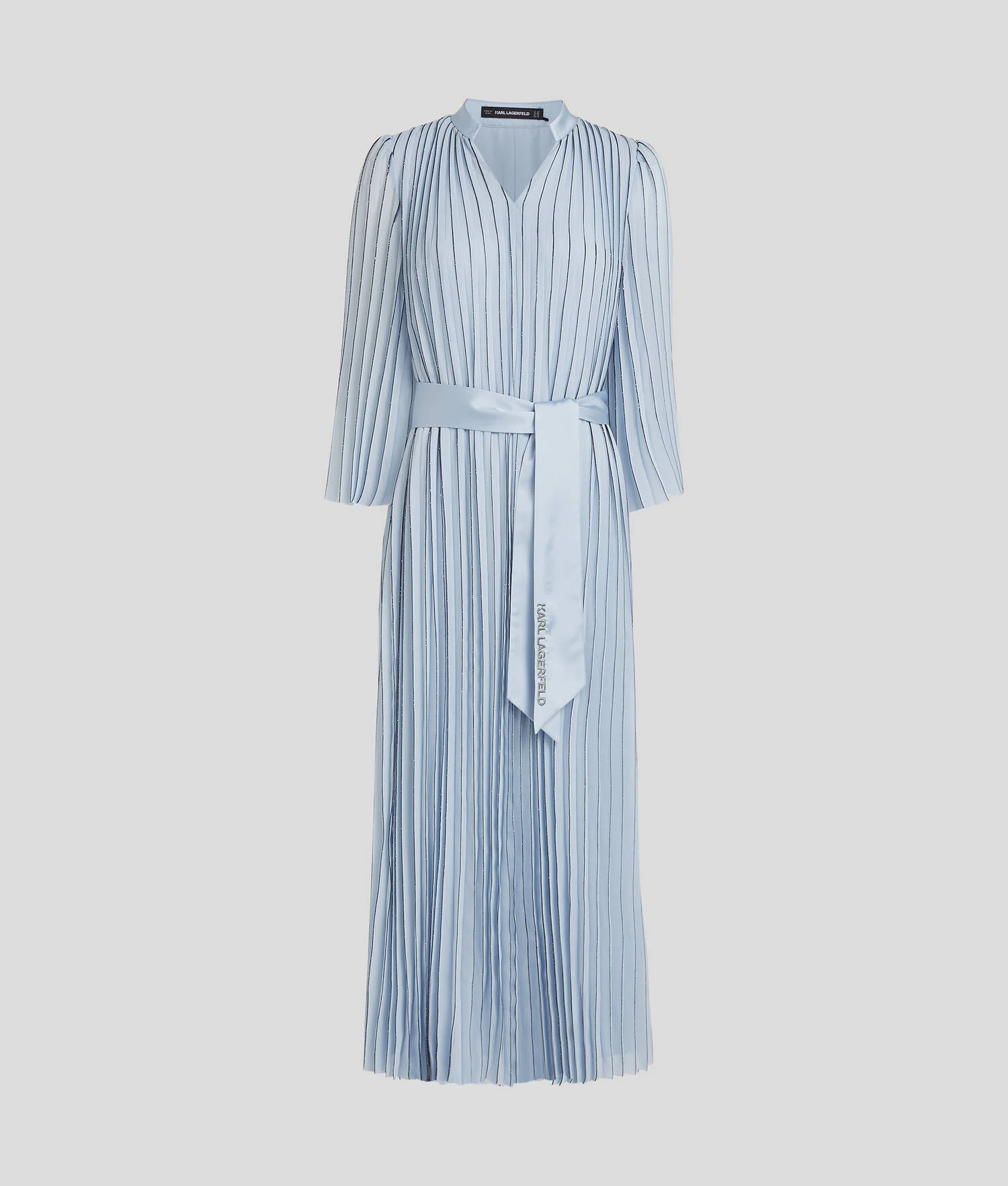 ROBE LONGUE PLISSÉE - Bleu Kentucky