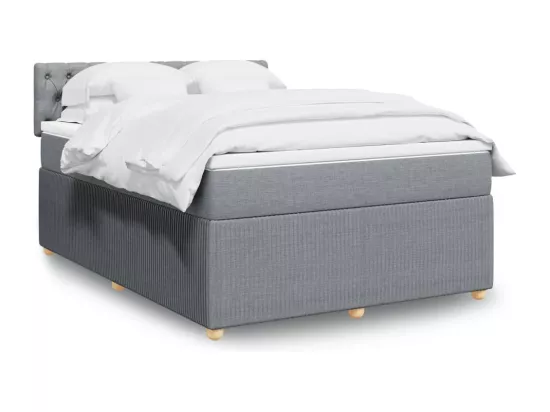 Sommier à lattes de lit avec matelas Gris clair 160x200cm Tissu