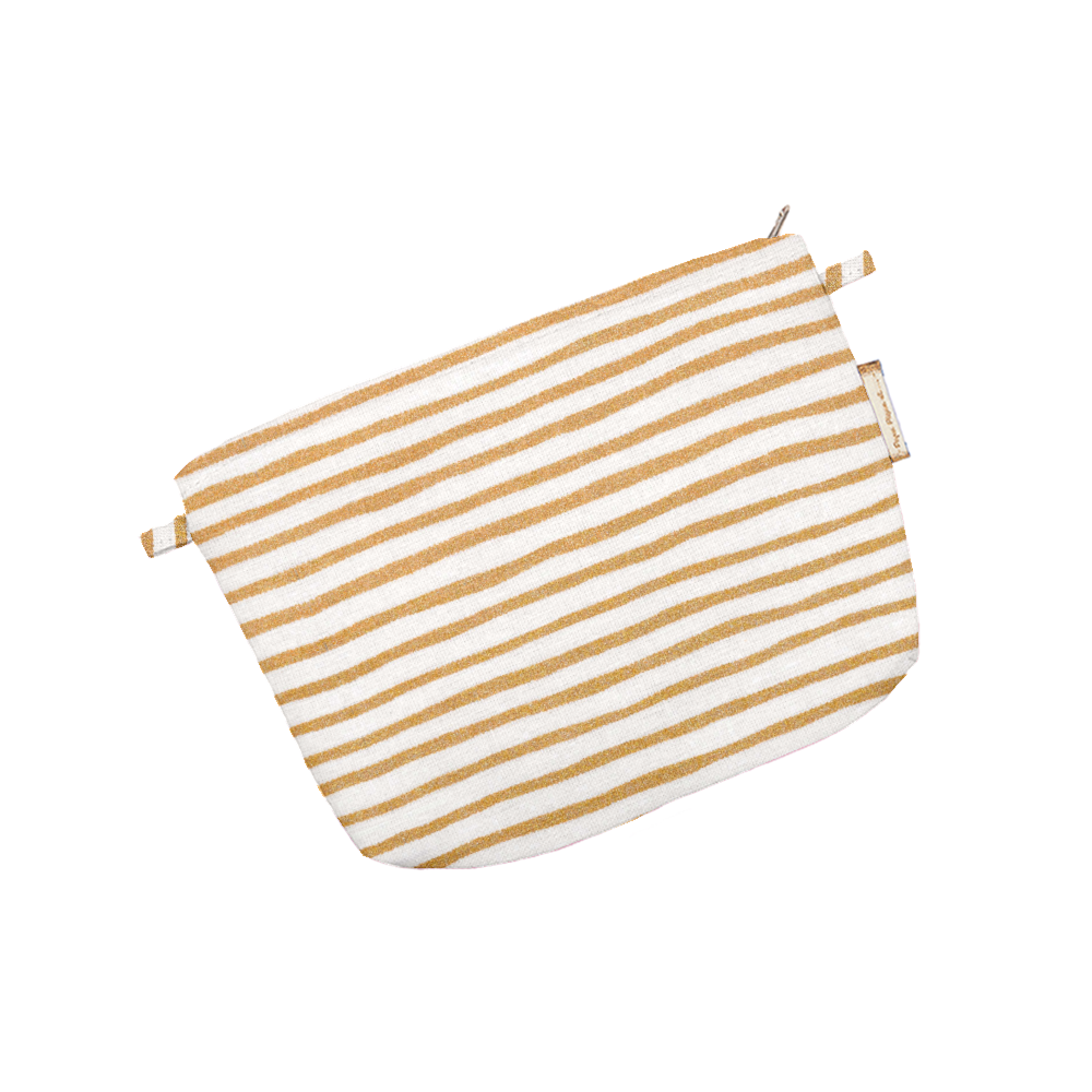 Mini Pochette Tissu Rayé Or Blanc