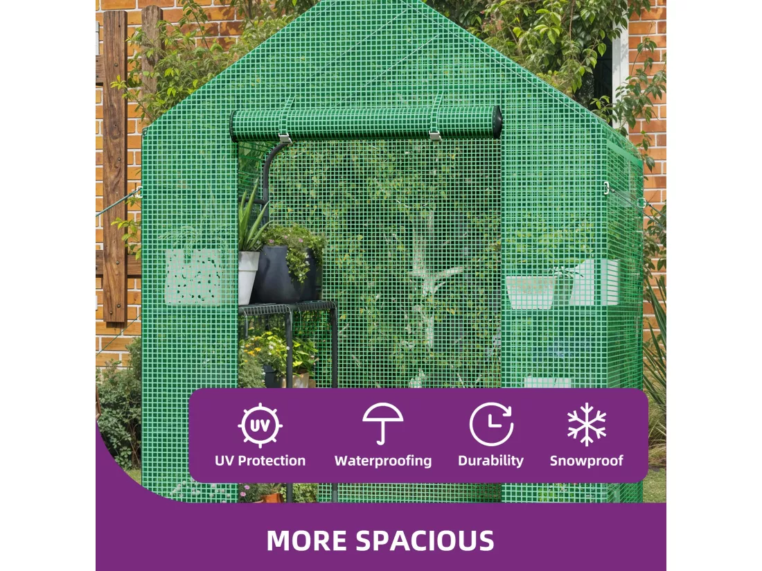YITAHOME Serre de Jardin Vert - 3 Niveaux 12 étagères - en Polyéthylène avec Fermeture éclair - Jardin extérieur - 195 x 143 x 143cm