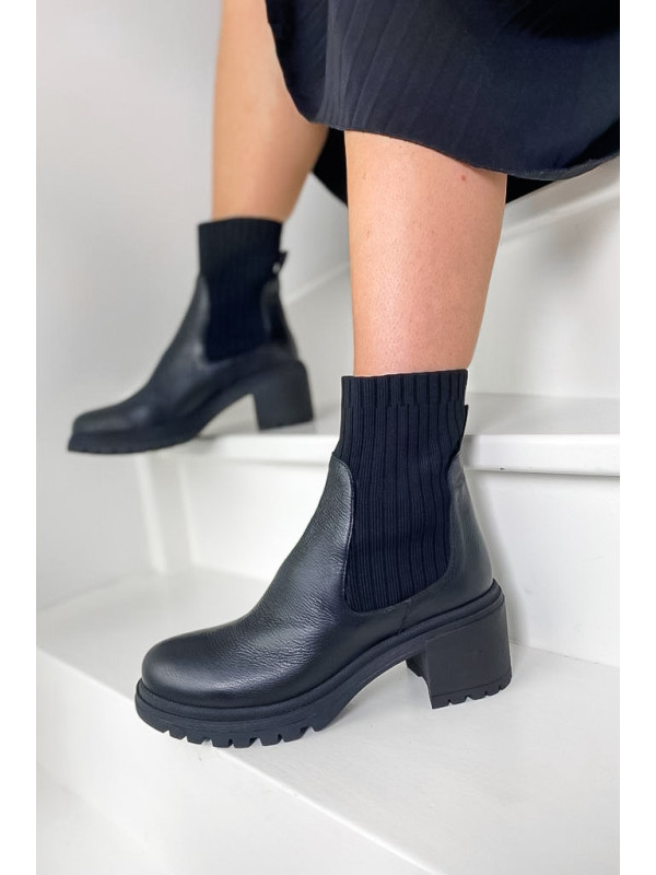 Reqins - Bottines DITA Cuir Grainé Noir