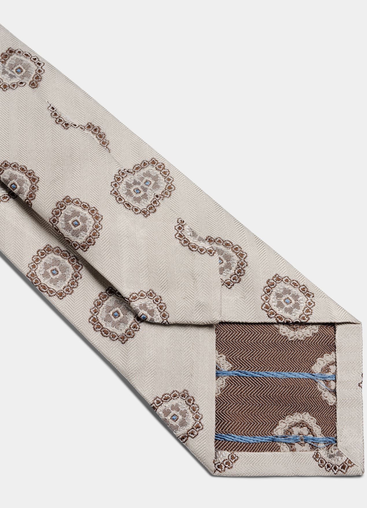 Cravate blanc cassé motif graphique
