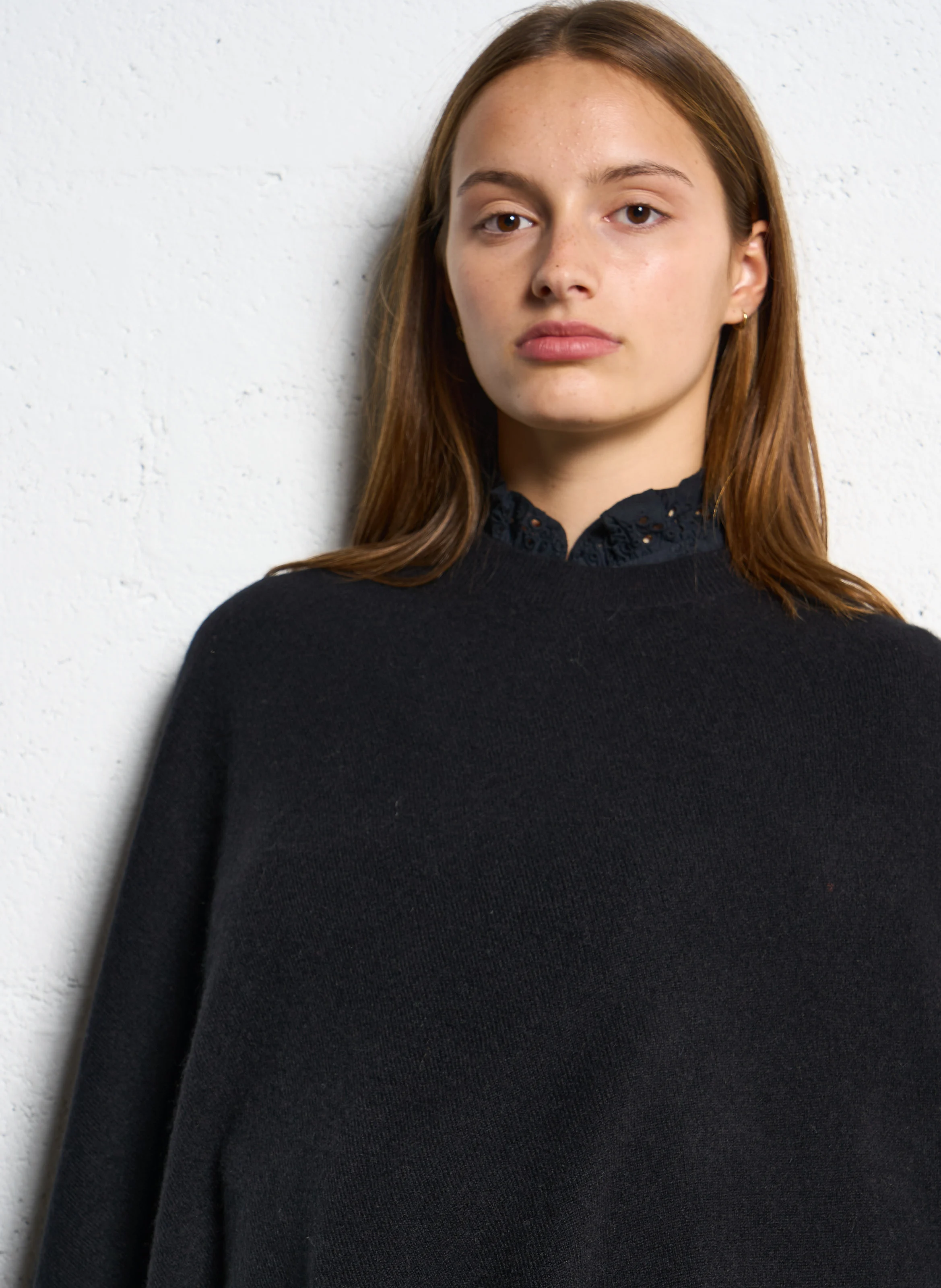 PRESTONY - Poncho en cachemire | Noir