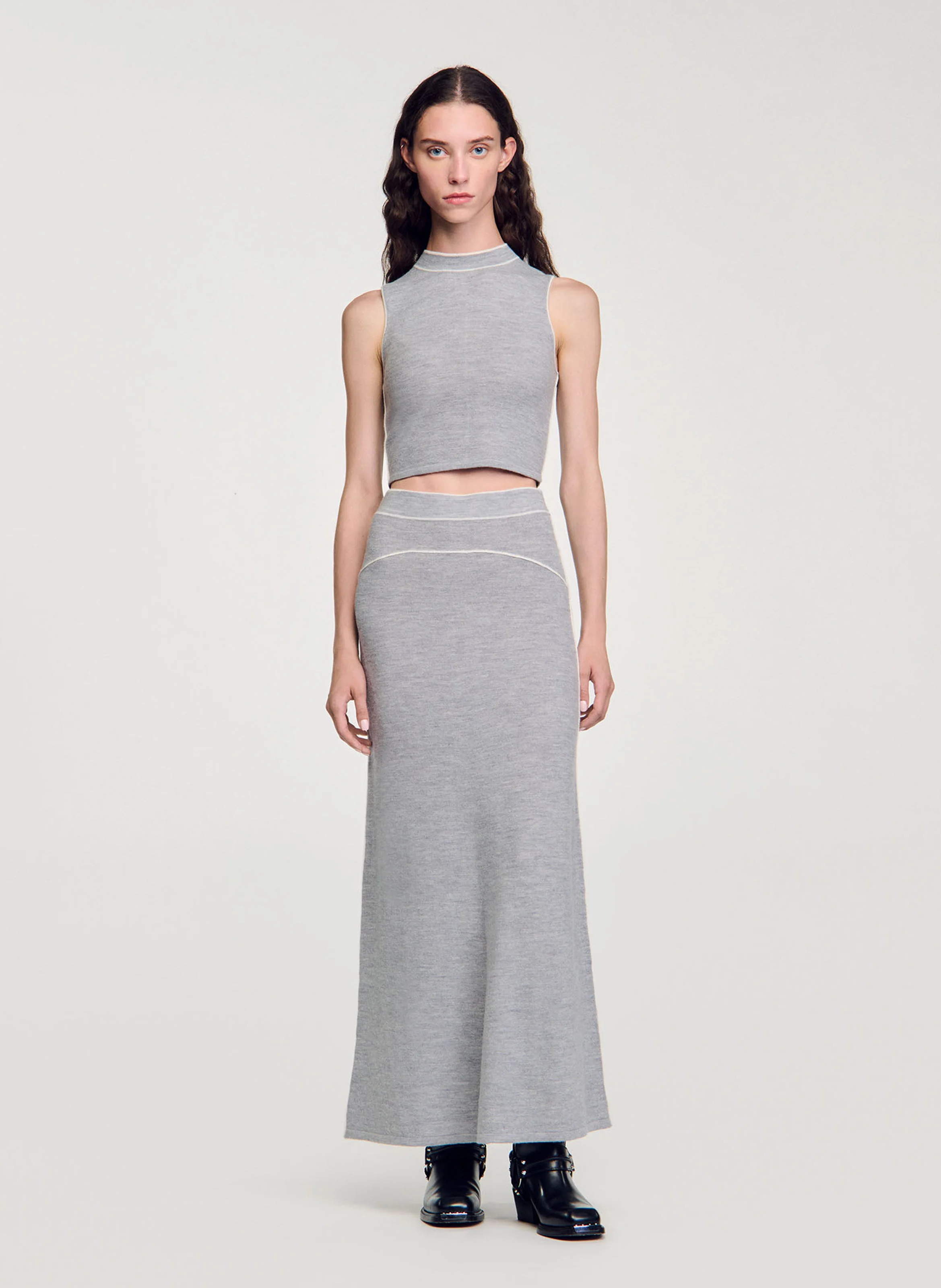 Top col rond en laine | Gris