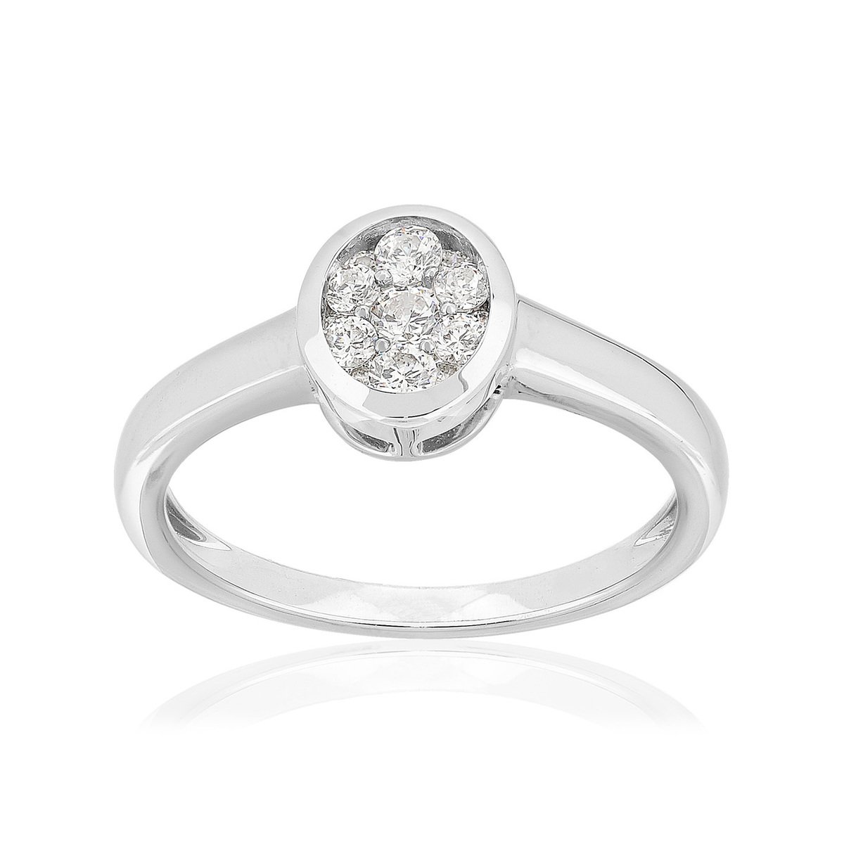 Bague or 750 blanc diamant synthétique
