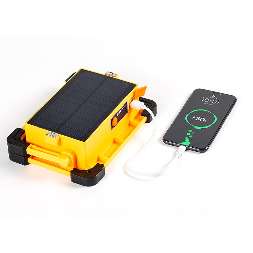 (500 Lumen) Solar Camping Licht Arbeitsleuchte mit 60-LED's und Magnet Halterung   USB Powerbank (6600mAh) - Orange