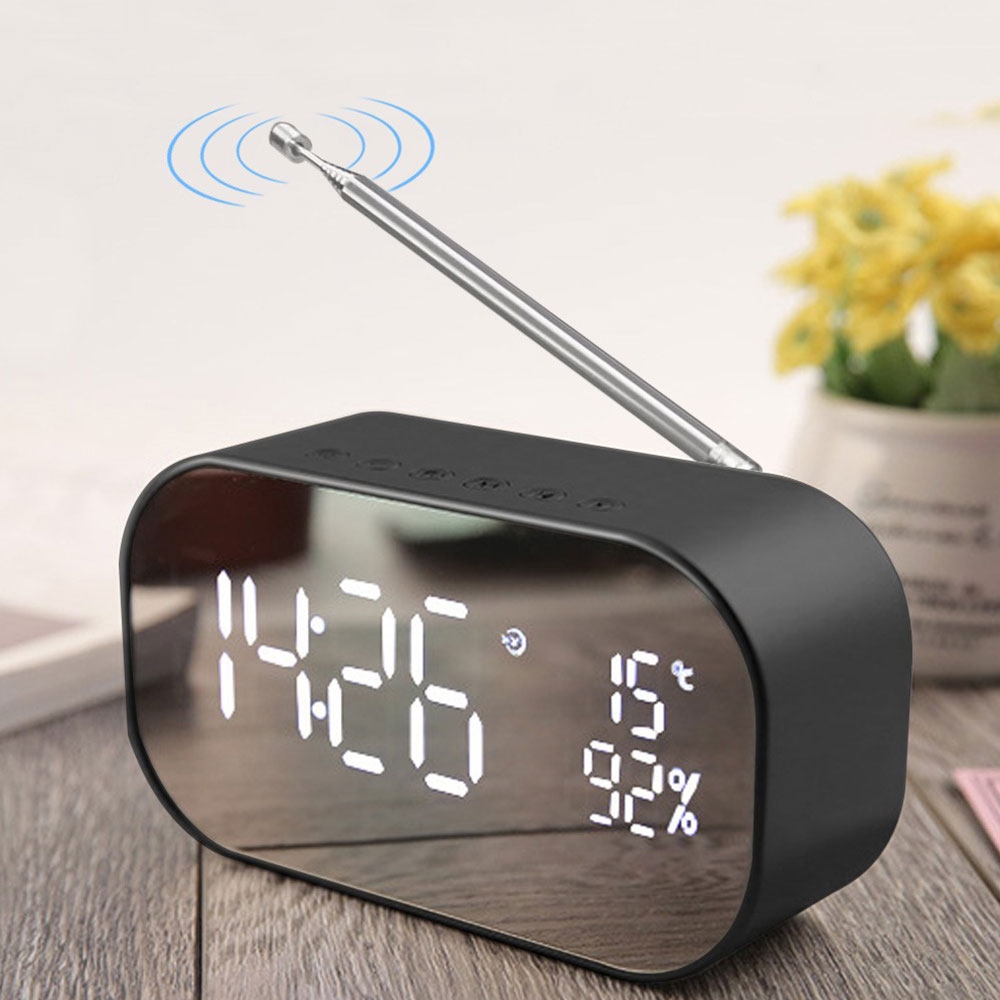 Bluetooth 4.2 Radio Wecker Lautsprecher mit Thermometer USB / Micro SD / Aux-In   2200mAh Akku   USB Ladeport - Rosa