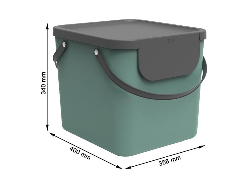 Rotho Recyclingbehälter Albula 40 l, Mistletoe Grün Mülleimer