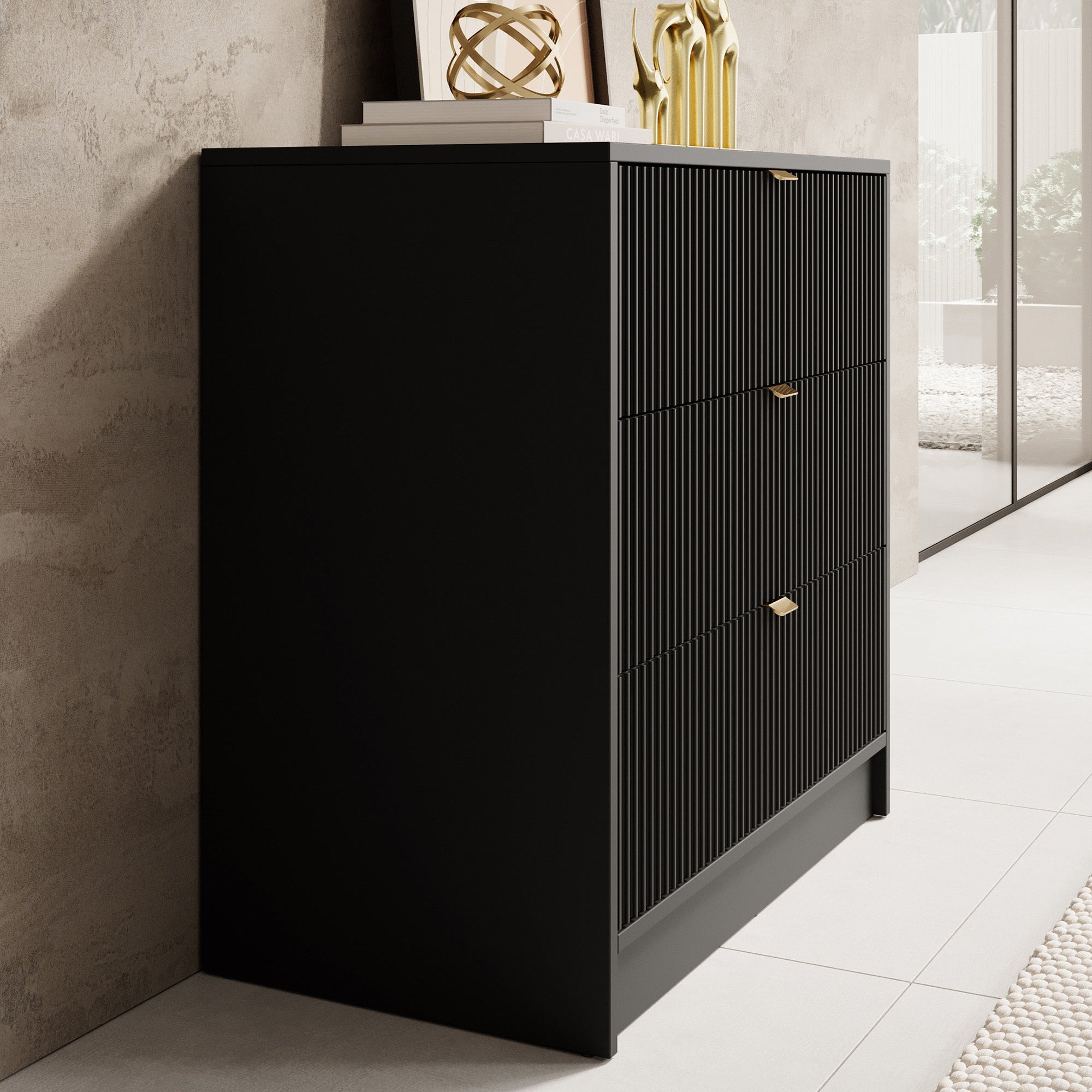 Ladekast Tavares - Zwart - 80 cm