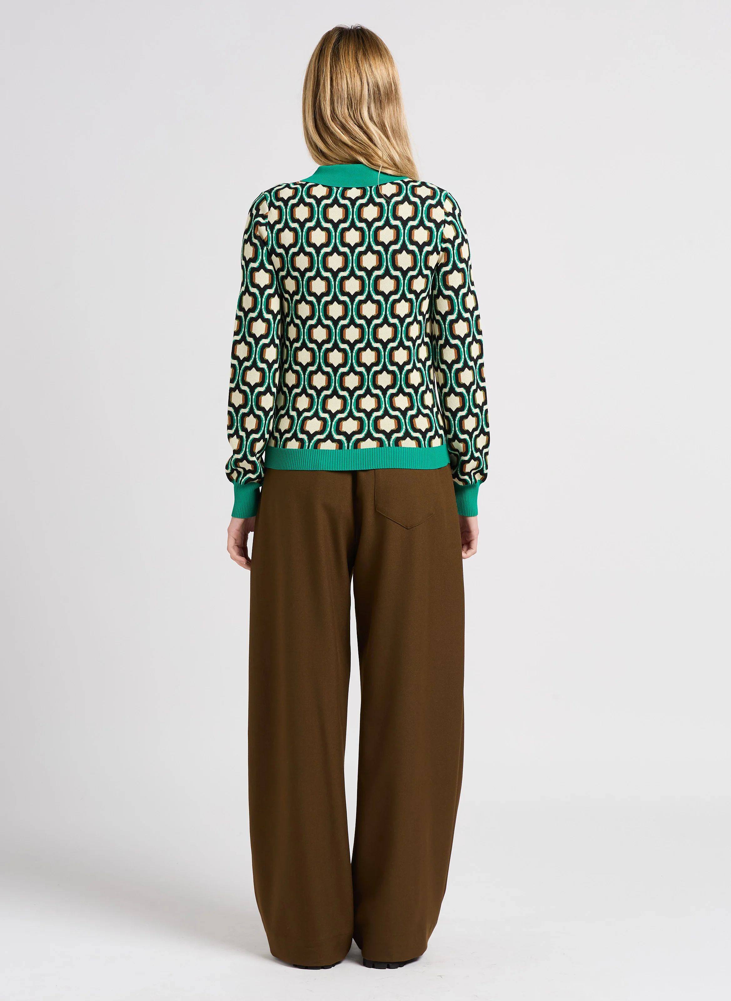 JIO - Pantalon large taille haute | Marron