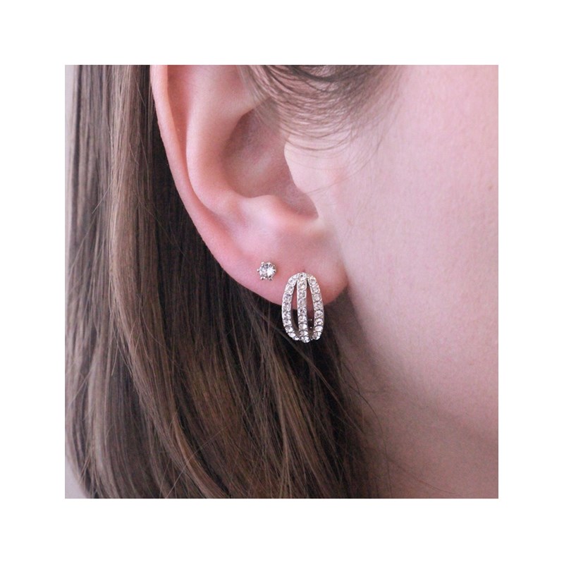 Boucles d'oreilles Elegant - Argenté et Cristal