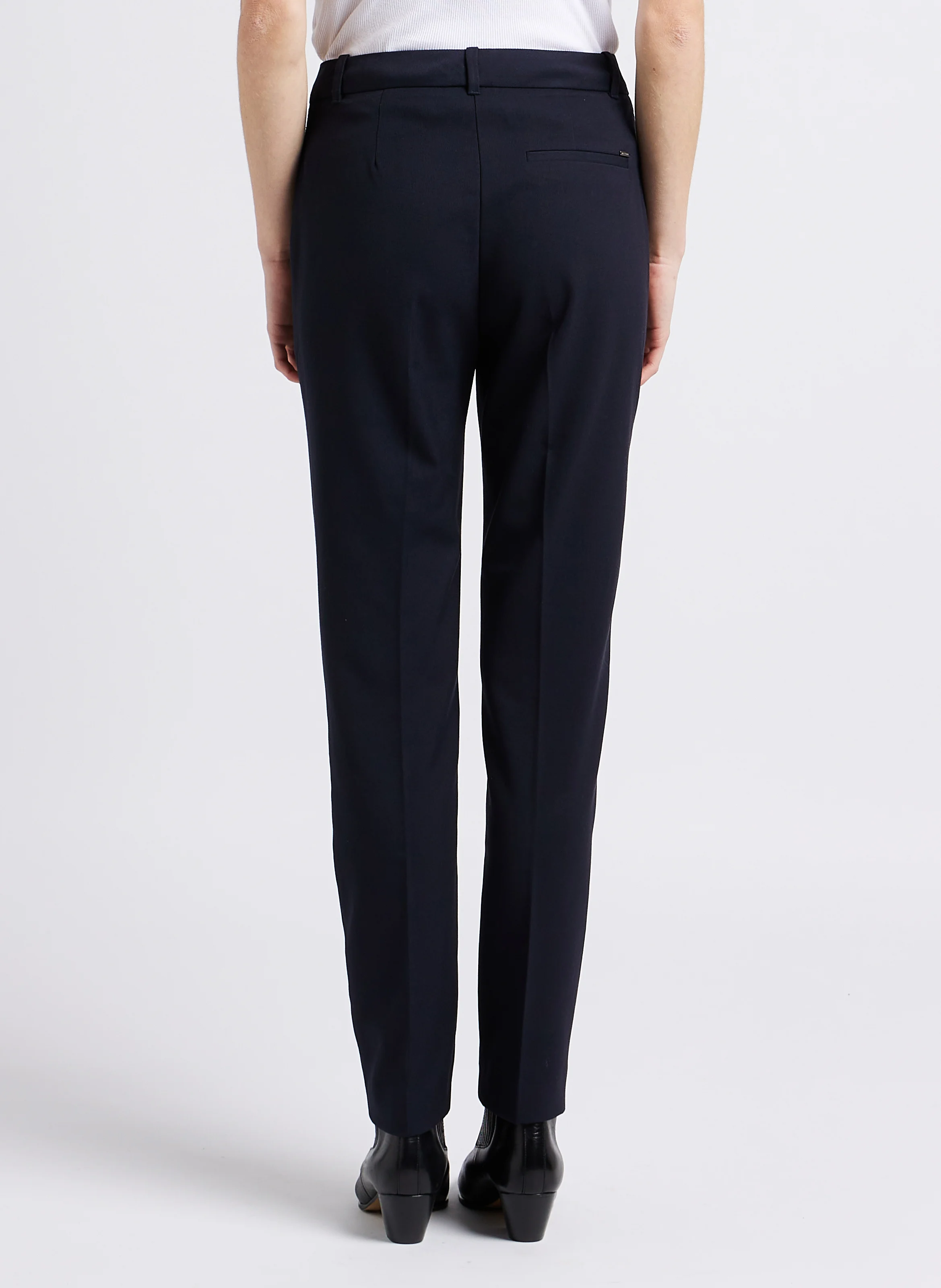 Pantalon à pinces carotte taille haute | Bleu