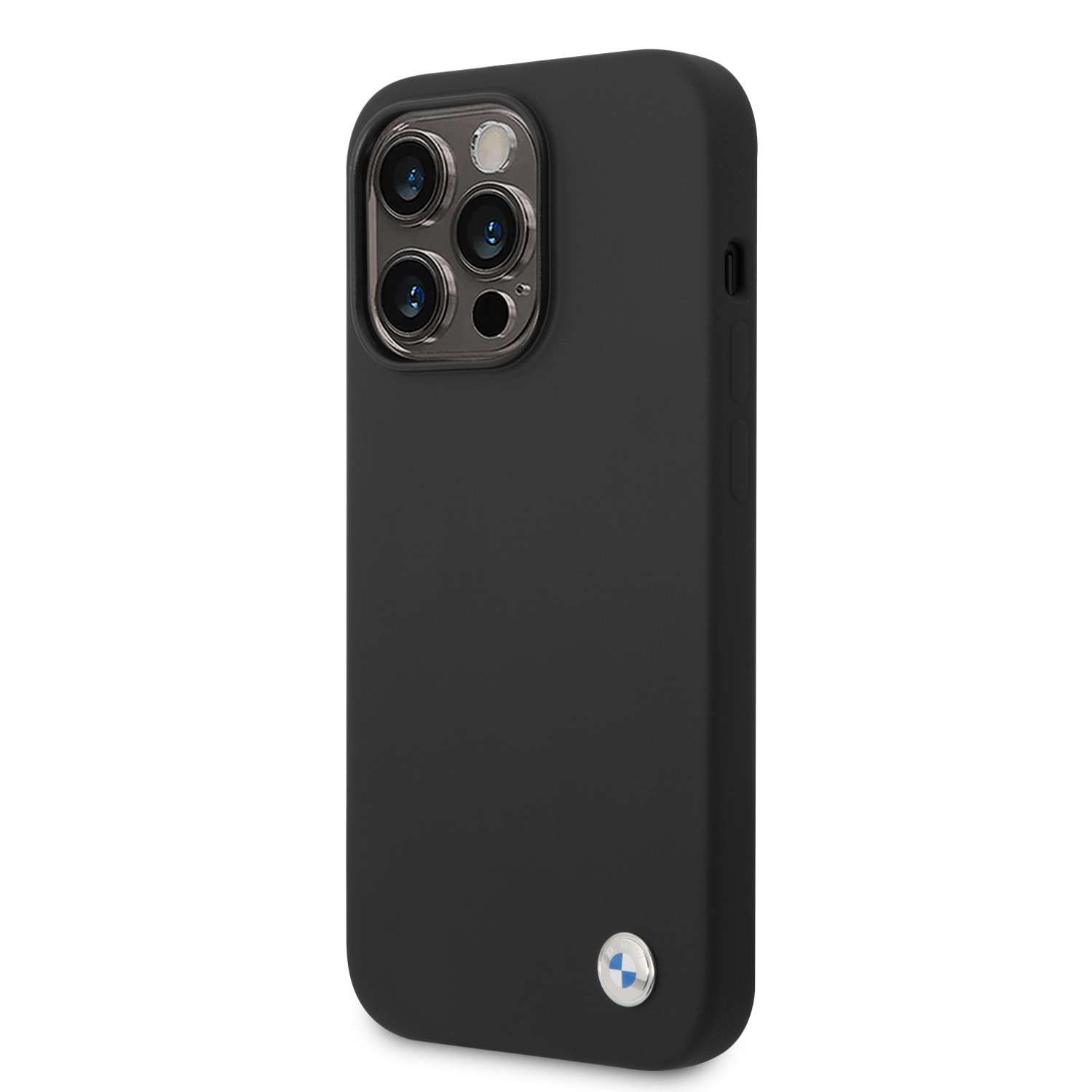 iPhone 15 Pro Silikon Hardcase Hülle Metall Logo (BMHCP15LSILBK) - Schwarz