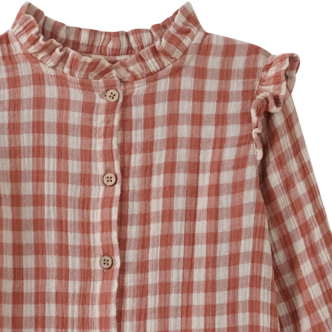 Topolino Pure Collection Mädchen Musselin-Bluse mit Rüschen terracotta / beige