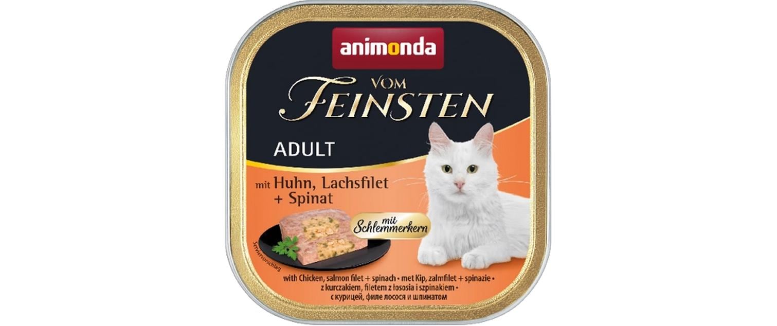 Nassfutter vom Feinsten Schlemmerkern Huhn/Lachs 32 x 100gLeicht verdauliches Alleinfutter für ausgewachsene Katzen