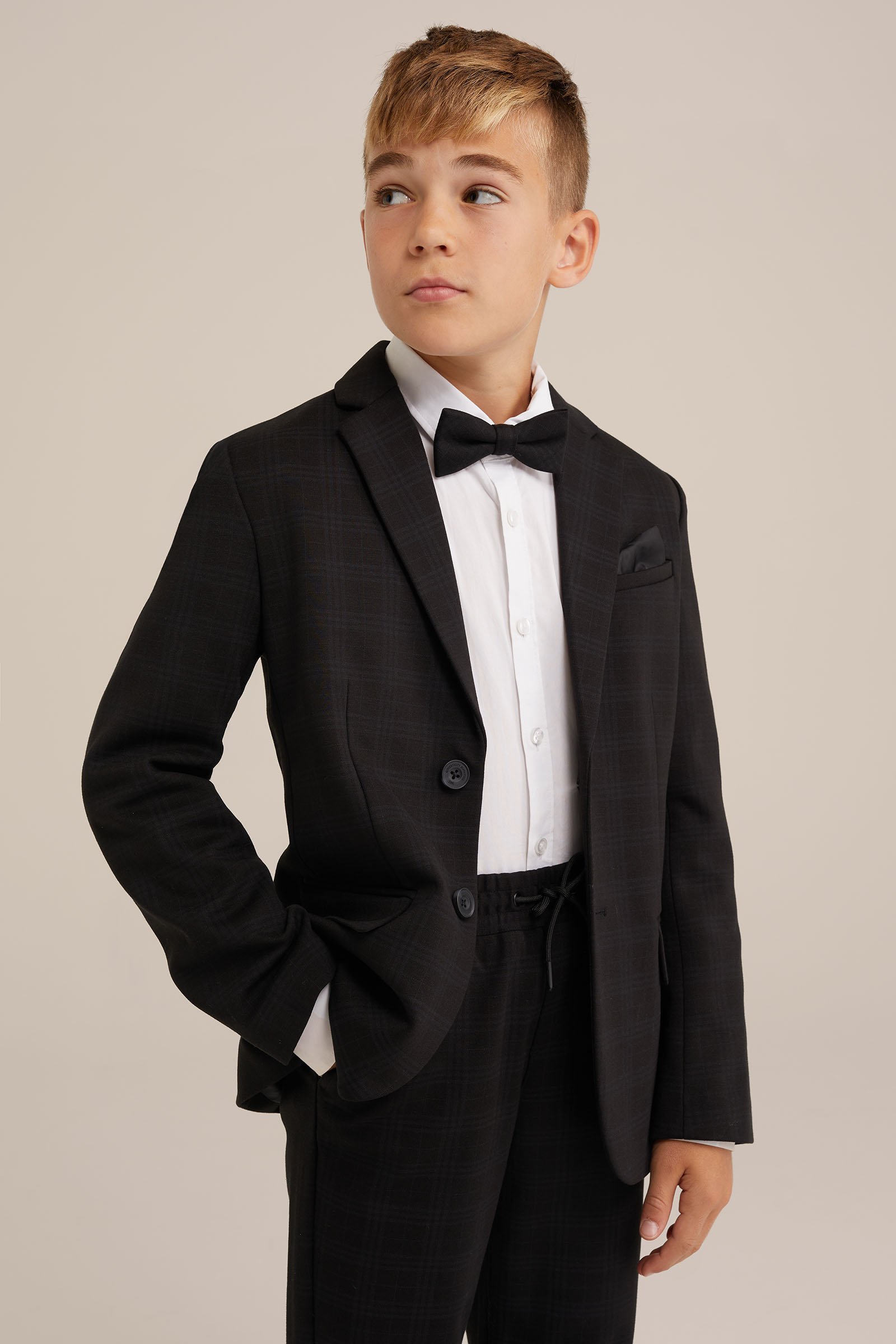 Jongens geruite blazer WE Fashion Zwart