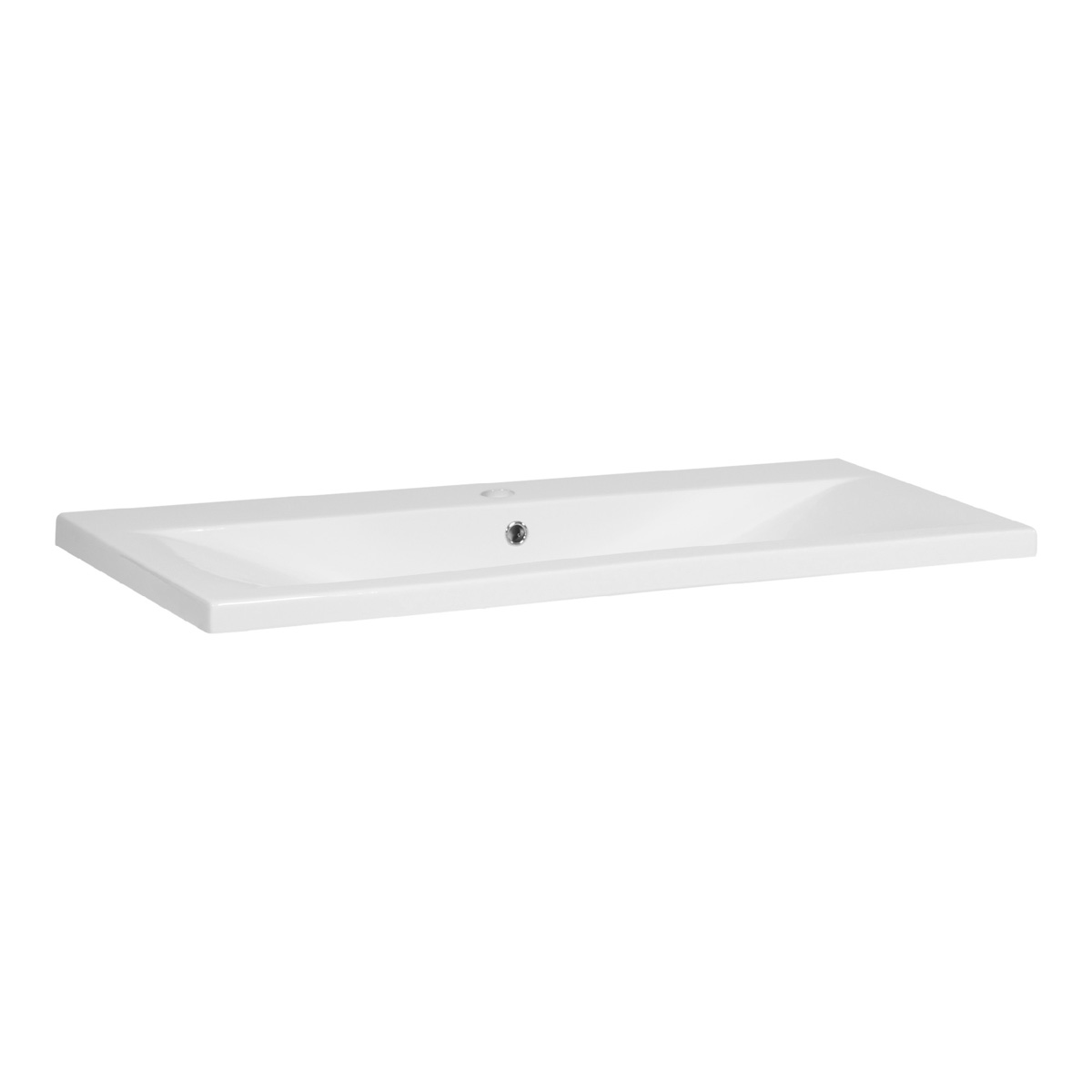 Brauer Halo wastafel keramiek 100cm met 1 kraangat wit glans