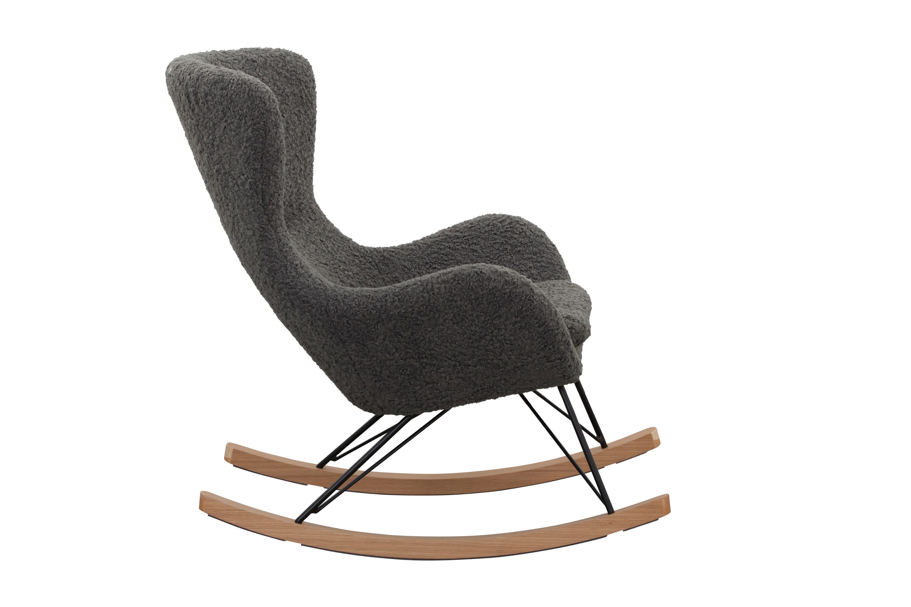 Schaukelstuhl Teddyfell Dunkelgrau Relaxsessel Polstersessel Loungesessel