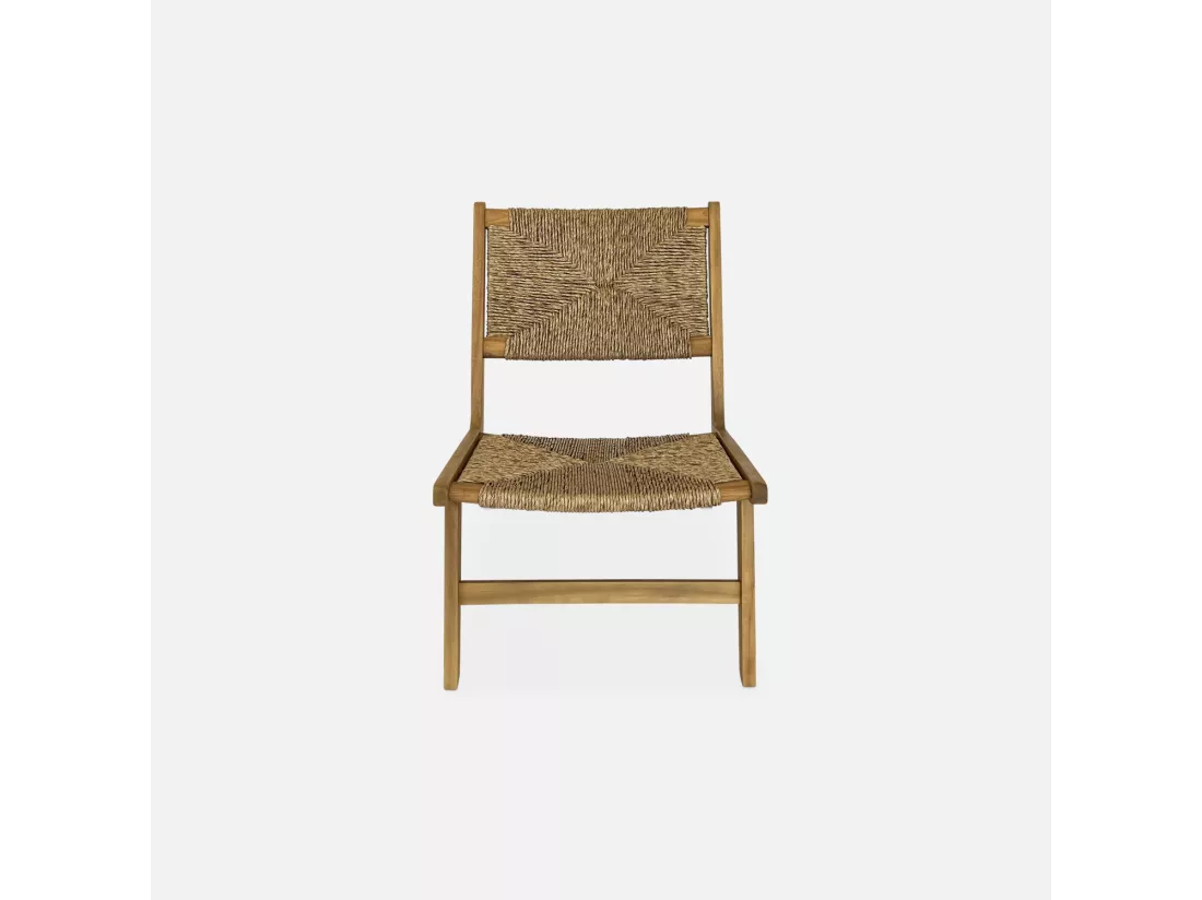Fauteuil relax de jardin en bois et résine effet paille. intérieur / extérieur