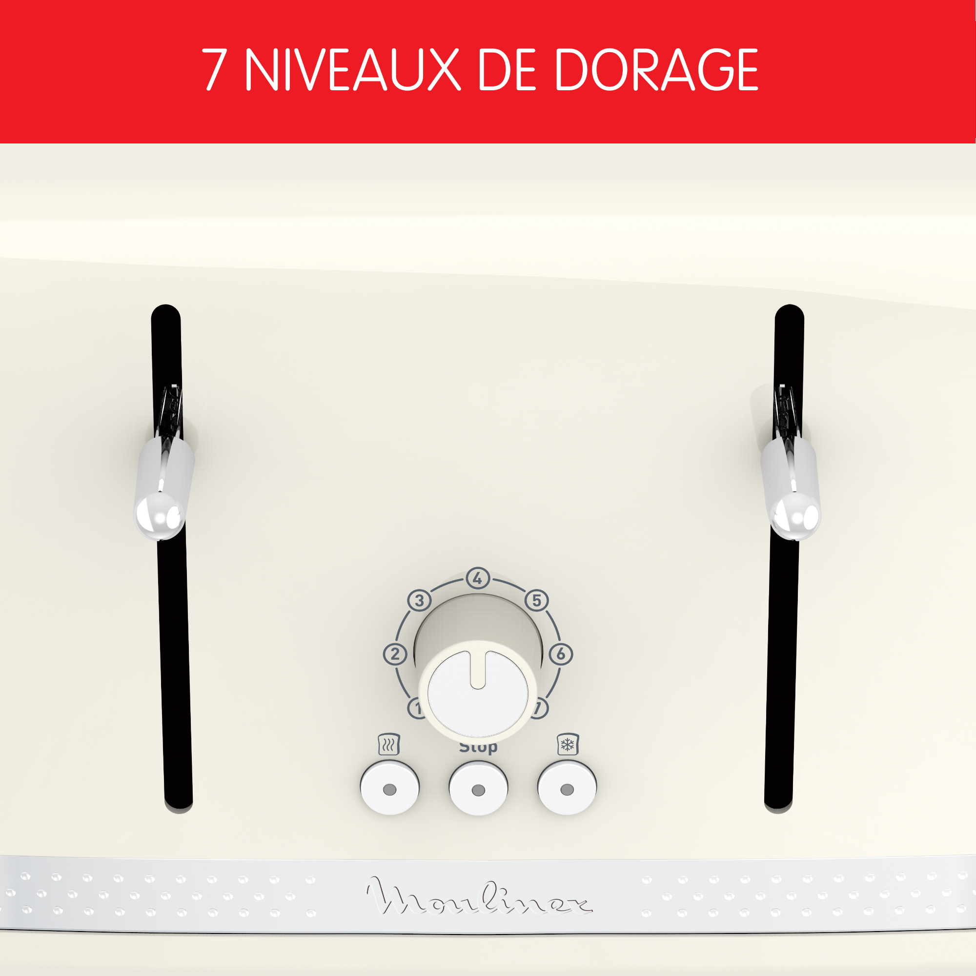 Grille-pain SOLEIL Ivoire 4 fentes larges, Design retro,1 700 W