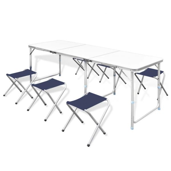 Conjunto de Mesa Dobrável, para Campismo com 6 Bancos Ajustáveis - 41329