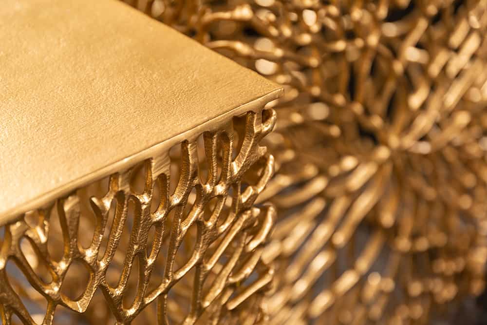 Filigranes Beistelltisch 2er Set ABSTRACT LEAF 45cm gold Handarbeit