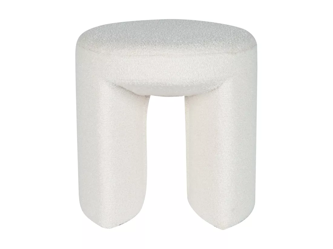 Pouf en tissu bouclette blanc DUTLIO