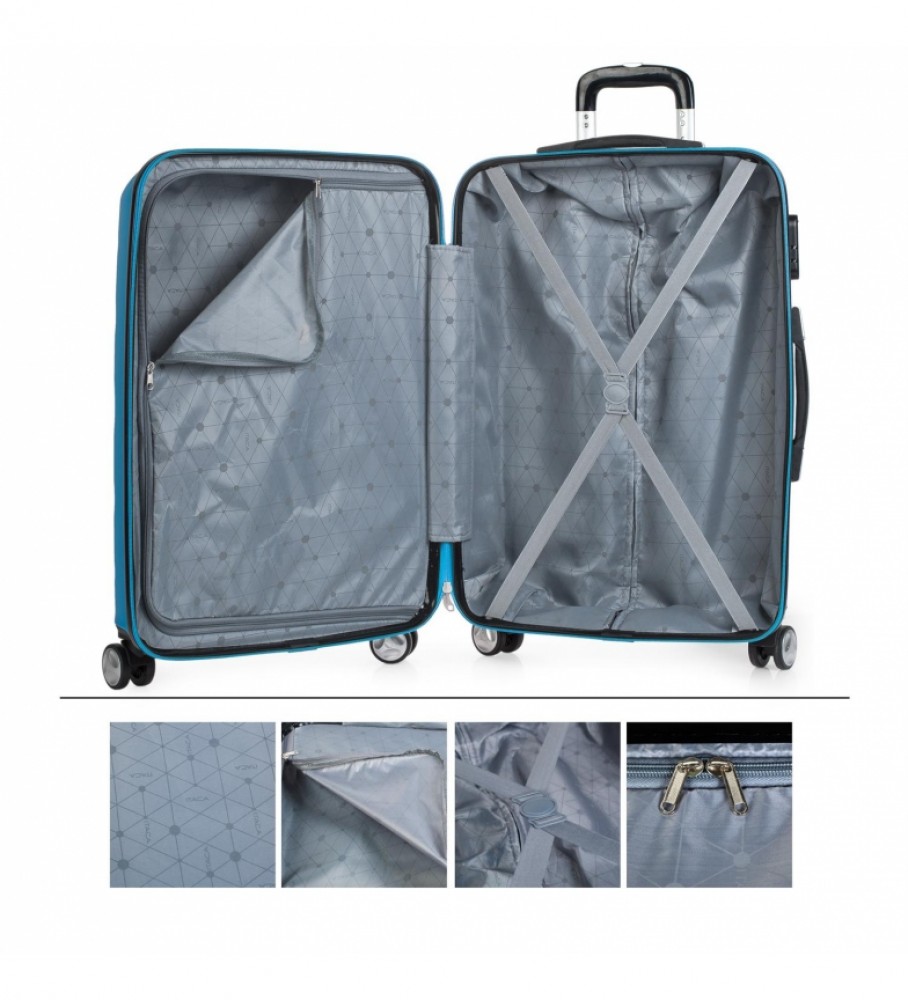 Conjunto de malas rígidas de viagem ITACA com 4 rodas T71600 Azul - 55x39x20cm -