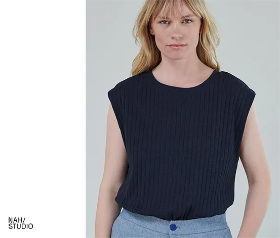 NAH/STUDIO Geripptes Shirt | Baumwoll-Hanf-Mix