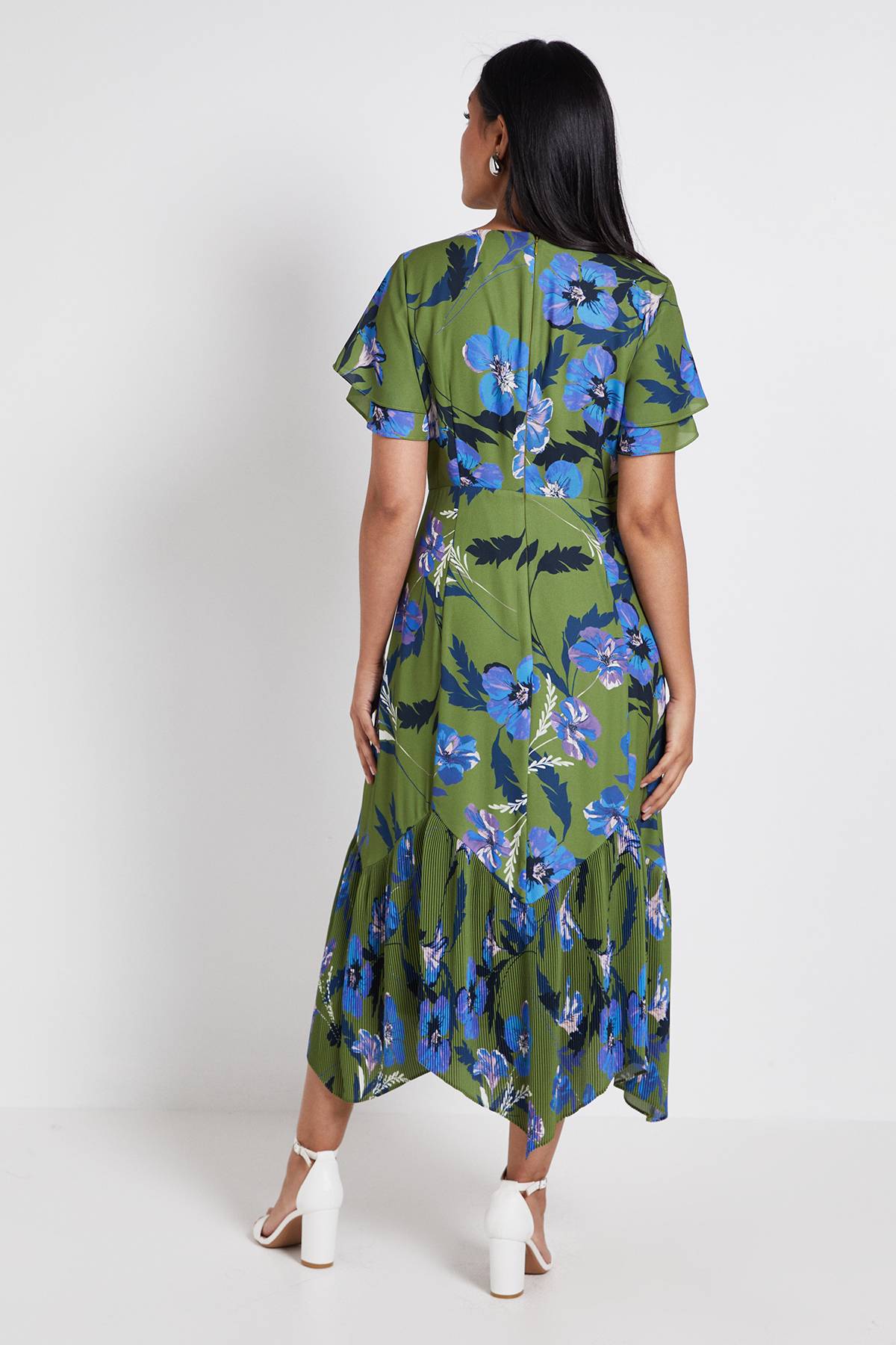 Wallis Robe Midi À Motif Floral Avec Boutons Et Ourlet Plissé Petite