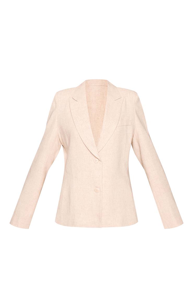 Gris Pierre Petite Blazer Oversize À Poche Aspect Lin Coordonné