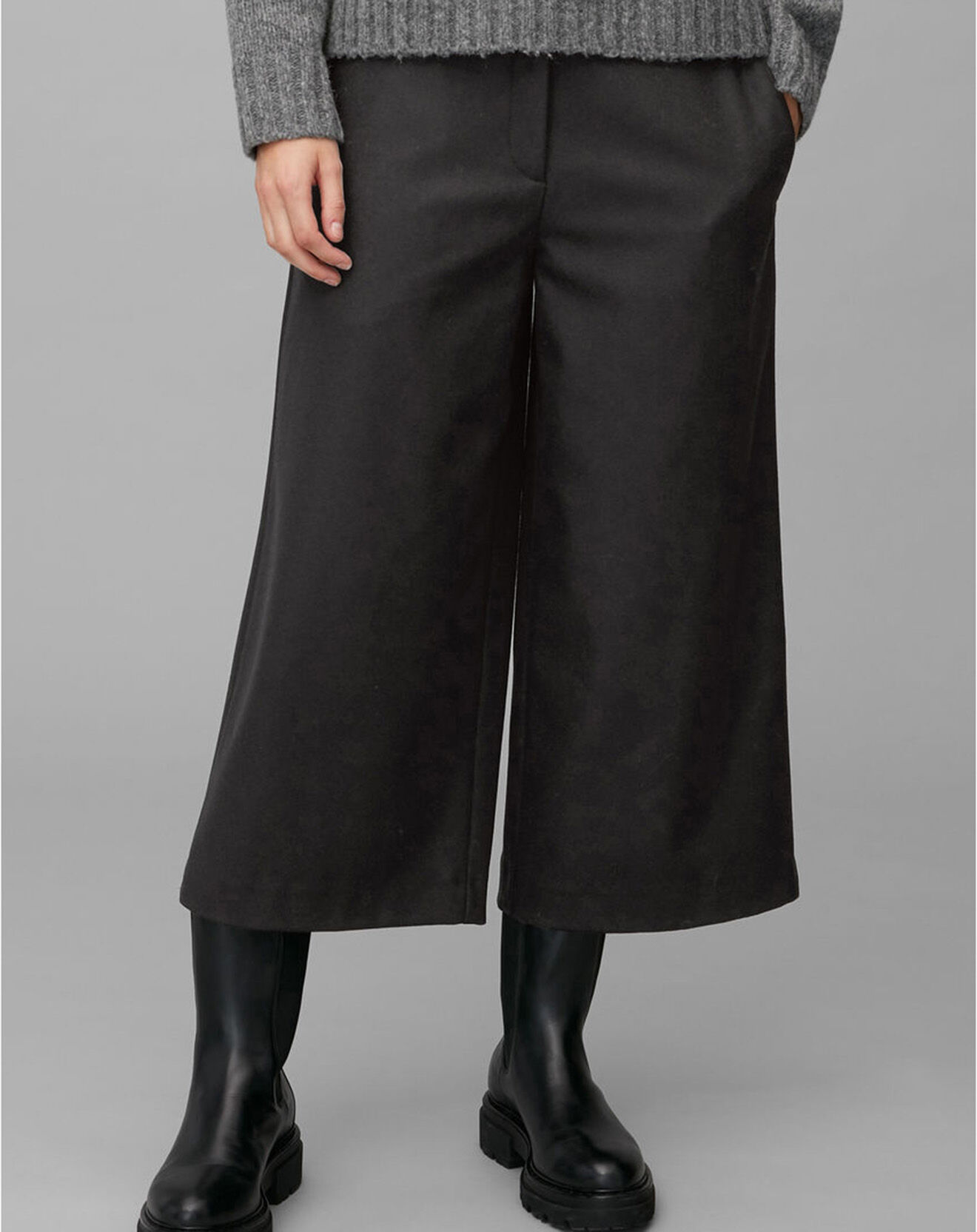 Marc O'Polo Pantalon jupe-culotte en Laine mélangée noir