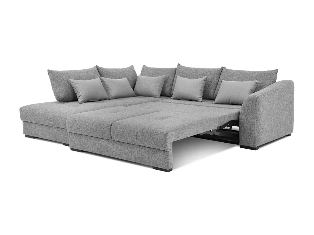Canapé d'angle gauche 5 places convertible tissu gris moyen - Elbe