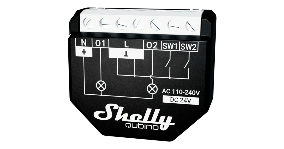 ShellyQubino Wave 2PM relais  (Zwart, 2-kanaals, Z-Wave)