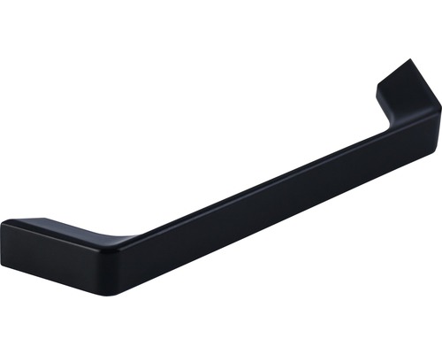 Meubelgreep, beugelgreep, metaal Zamak zwart, 140x14x26 mm, gatafstand 128 mm