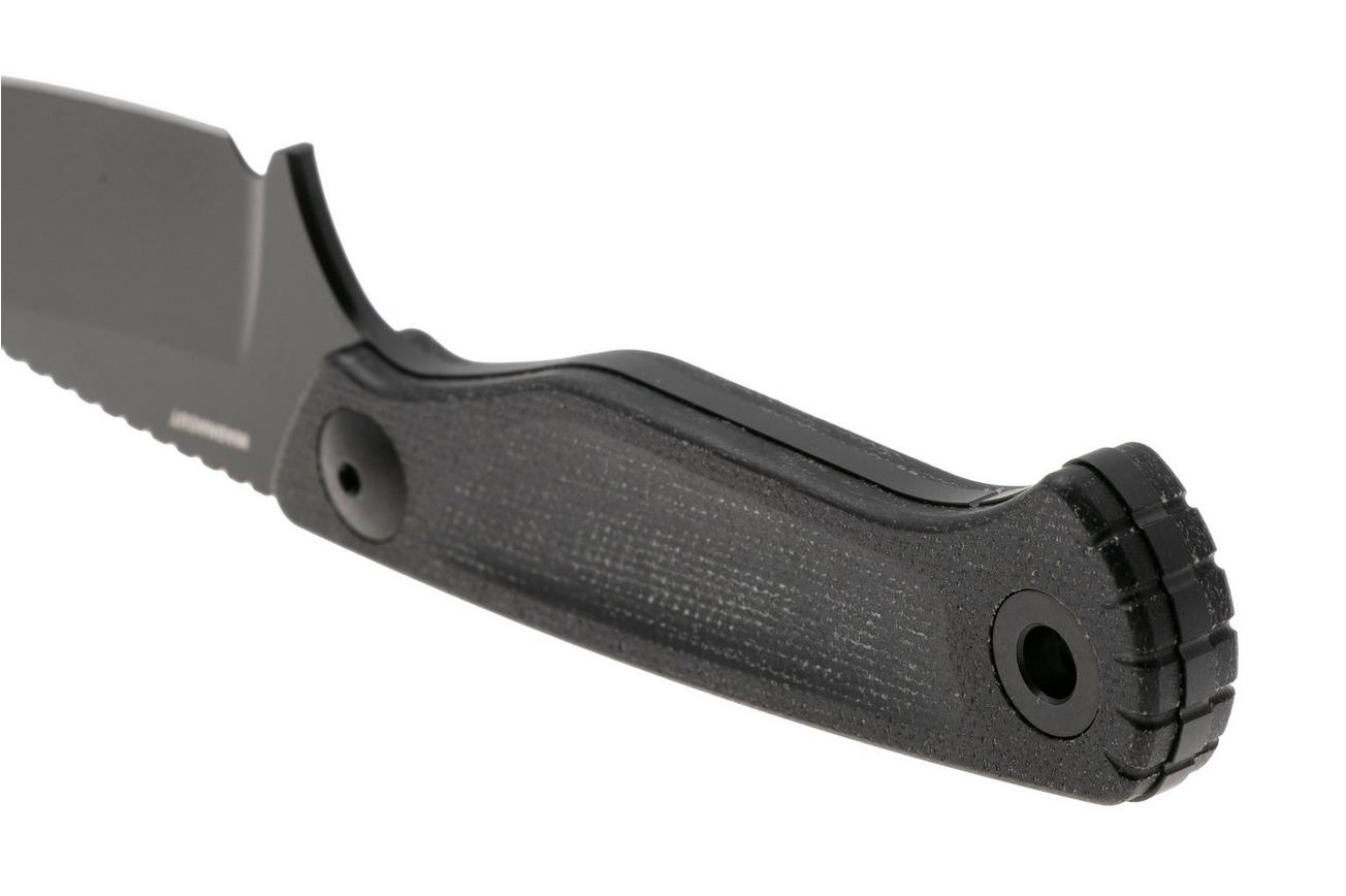 Benchmade Dacian 203BK-02 Black Cerakote CPM MagnaCut, Black Canvas Micarta vaststaand mes, lederen en kydex schede