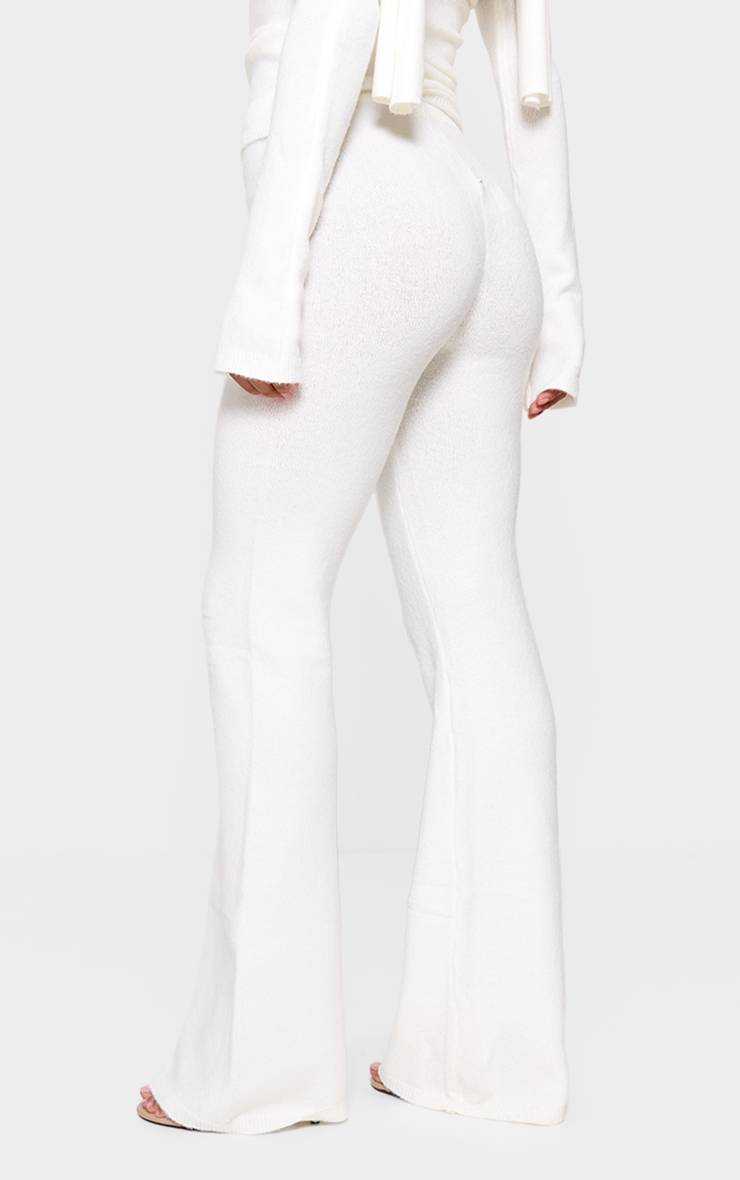 Crème Pantalon Large En Maille Douce