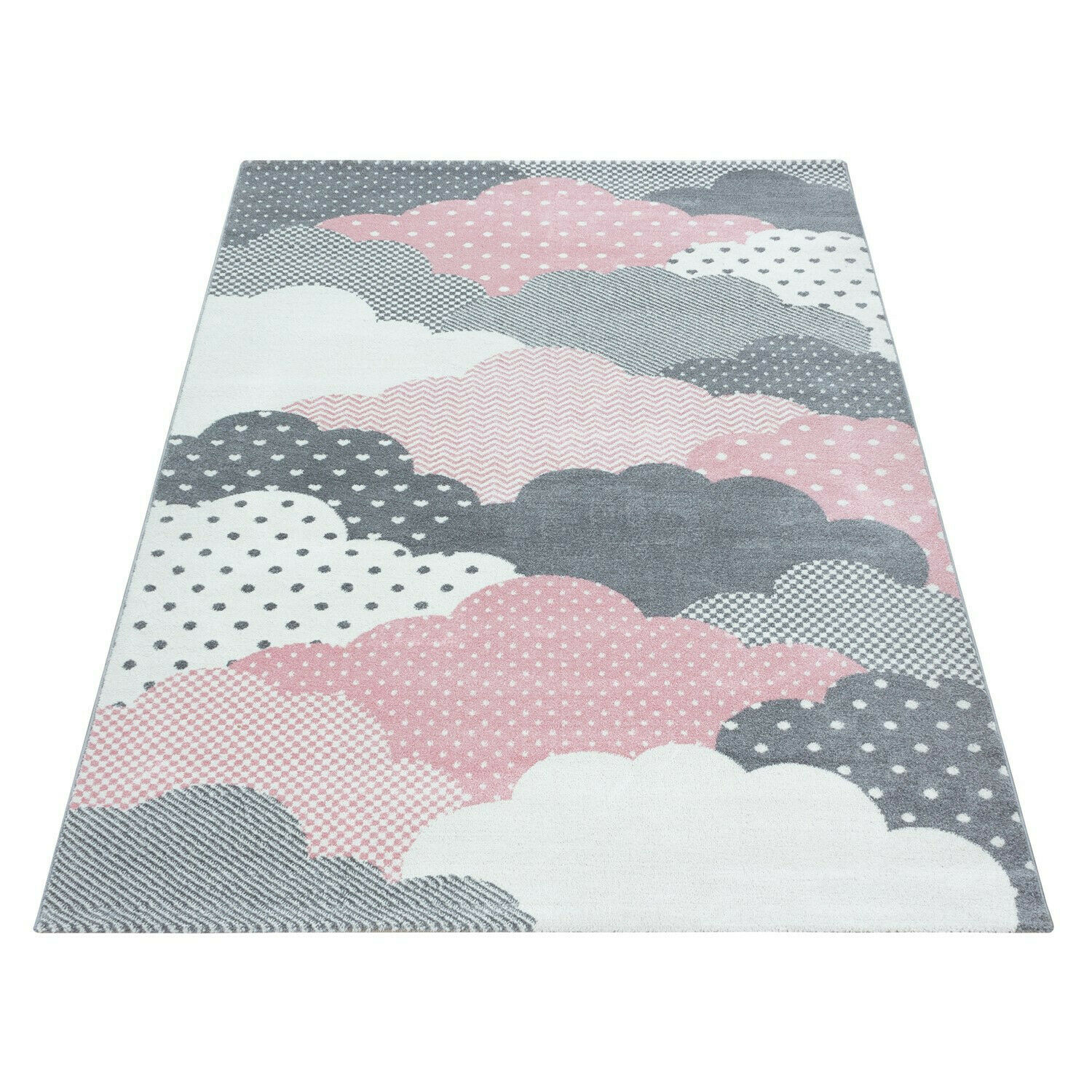 Wunderschöne Kinderteppich rechteckig/ Rund, Höhe 7 mm, Wolken Motiv, Kurzflor